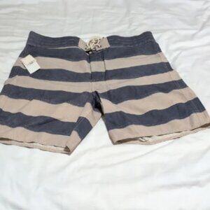 Ralph Lauren Double RL Blue and Tan Board Shorts Nautical Swim